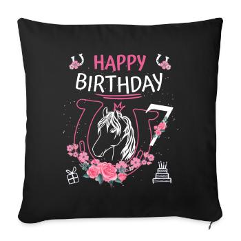 Horse Birthday - Girls Riding Horseshoes 7 - Sofa pillowcase 17,3'' x 17,3'' (45 x 45 cm) - black - Front