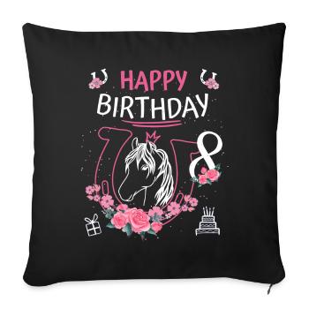 Horse Birthday - Girls Riding Horseshoes 8 - Sofa pillowcase 17,3'' x 17,3'' (45 x 45 cm) - black - Front