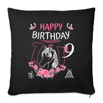 Horse Birthday - Girls Riding Horseshoes 9 - Sofa pillowcase 17,3'' x 17,3'' (45 x 45 cm) - black - Front