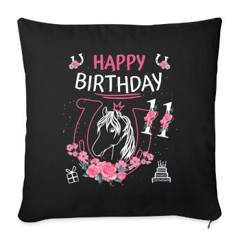 Horse Birthday - Girls Riding Horseshoes 11 - Sofa pillowcase 17,3'' x 17,3'' (45 x 45 cm) - black - Front
