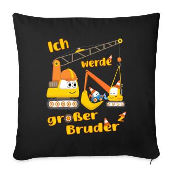 Big Brother Hoch 2 Tractor and Excavator - Sofa pillowcase 17,3'' x 17,3'' (45 x 45 cm) - black - Front