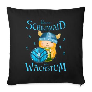 Kleine Schildmaid im Wachstum - Lagerthas Wikinger - Sofakissenbezug 45 x 45 cm - Schwarz - Vorne