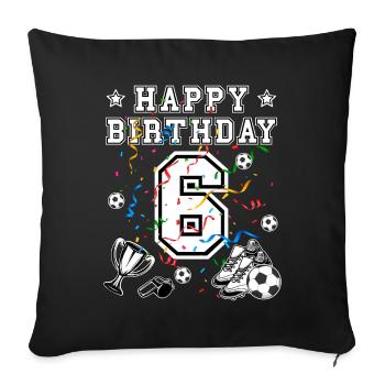 Football Anniversaire 6 ans Maillot de football Football - Housse de coussin décorative 45 x 45 cm - noir - Devant