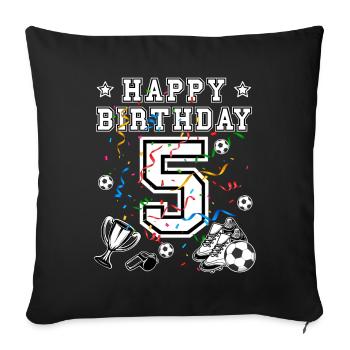 Football Anniversaire 5 ans Football Maillot Football - Housse de coussin décorative 45 x 45 cm - noir - Devant