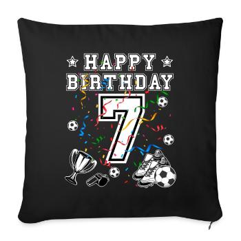 Football Anniversaire 7 ans Maillot de football Football - Housse de coussin décorative 45 x 45 cm - noir - Devant