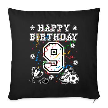 Football Anniversaire 9 ans Maillot de football Football - Housse de coussin décorative 45 x 45 cm - noir - Devant
