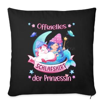 Ma chemise de nuit officielle Licorne Sirène - Housse de coussin décorative 45 x 45 cm - noir - Devant