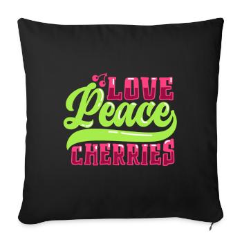 Love Peace Cherries - Kirschen - Sofa pillowcase 17,3'' x 17,3'' (45 x 45 cm) - black - Front