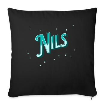 Nil's name personalized - Sofa pillowcase 17,3'' x 17,3'' (45 x 45 cm) - black - Front