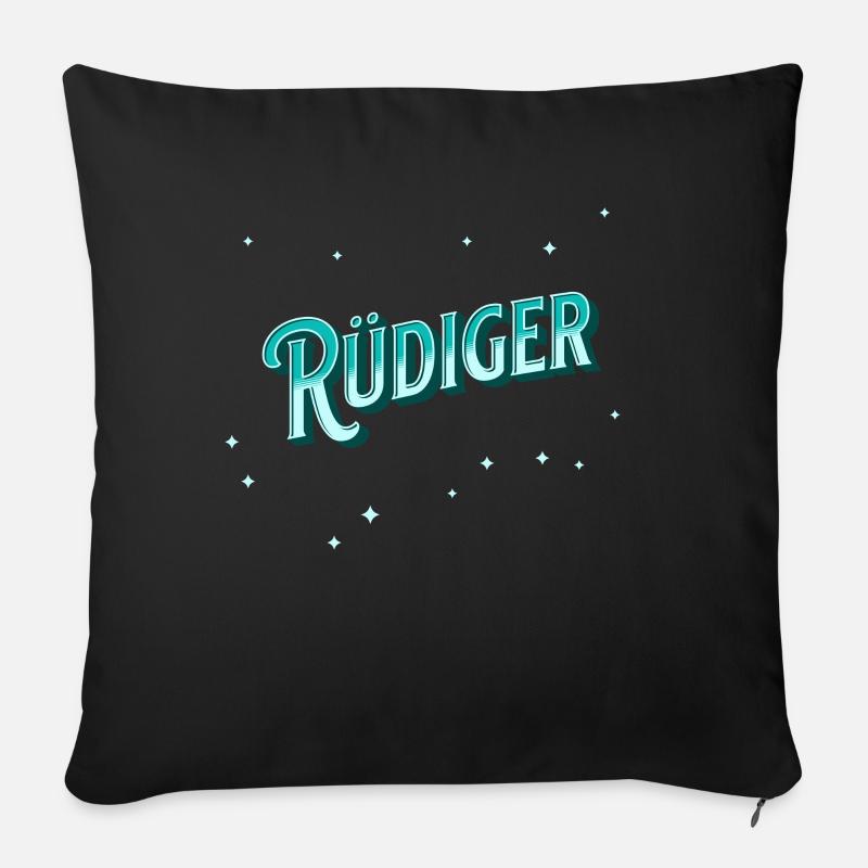 Rüdiger Namen personalisiert - Sofakissenbezug 45 x 45 cm - Schwarz