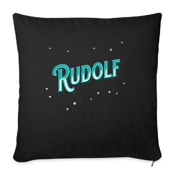 Rudolf Namen personalisiert - Sofakissenbezug 45 x 45 cm - Schwarz - Vorne