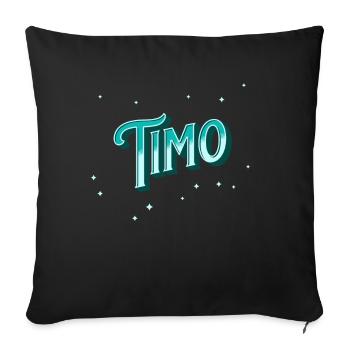 Nom Timo personnalisé - Housse de coussin décorative 45 x 45 cm - noir - Devant