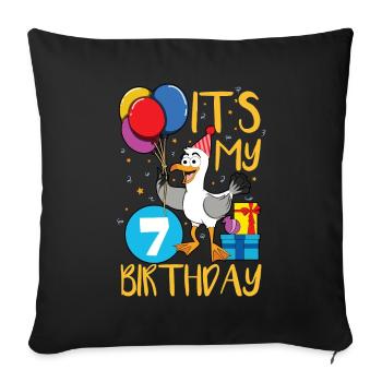 7. Geburtstag - Sofakissenbezug 45 x 45 cm - Schwarz - Vorne