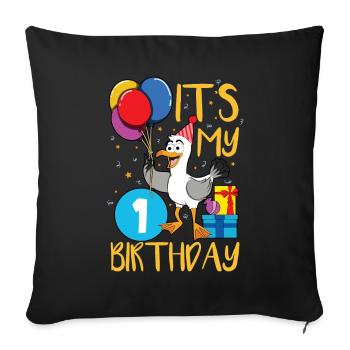 1st birthday - Sofa pillowcase 17,3'' x 17,3'' (45 x 45 cm) - black - Front