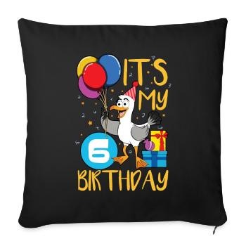 6th birthday - Sofa pillowcase 17,3'' x 17,3'' (45 x 45 cm) - black - Front