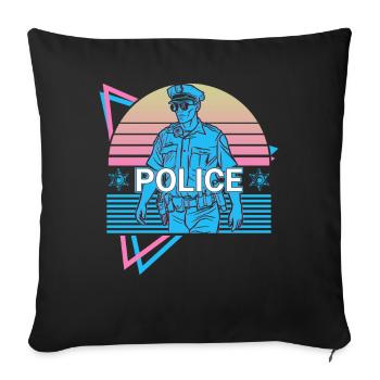 Police Retro Police Officer - Housse de coussin décorative 45 x 45 cm - noir - Devant
