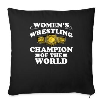 Champion de lutte féminin Cadeau de lutteur - Housse de coussin décorative 45 x 45 cm - noir - Devant