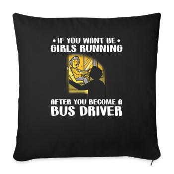 Bus Drivers Flirting Bus Company Bus Wisdom - Sofa pillowcase 17,3'' x 17,3'' (45 x 45 cm) - black - Front