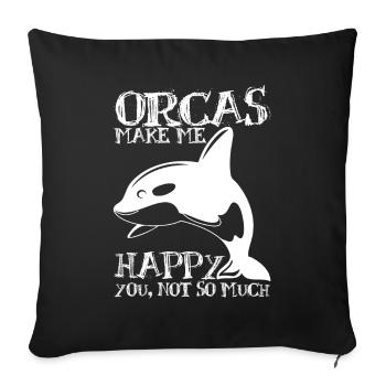 Les orques me rendent heureux Orques Mer de baleines - Housse de coussin décorative 45 x 45 cm - noir - Devant