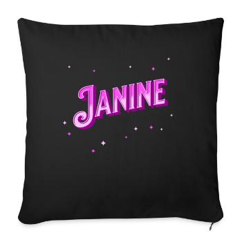 Janine name personalized - Sofa pillowcase 17,3'' x 17,3'' (45 x 45 cm) - black - Front