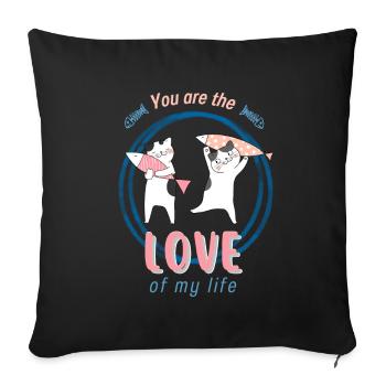 Chats et Poissons aiment - Housse de coussin décorative 45 x 45 cm - noir - Devant