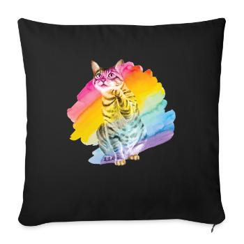 Savannah Cat Chaton Arc-en-ciel - Housse de coussin décorative 45 x 45 cm - noir - Devant