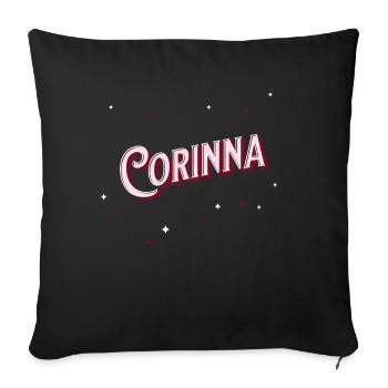 Nom Corinna personnalisé - Housse de coussin décorative 45 x 45 cm - noir - Devant