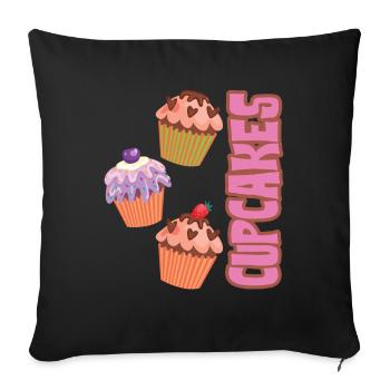 Cupcakes Cake Cupcake - Sofa pillowcase 17,3'' x 17,3'' (45 x 45 cm) - black - Front