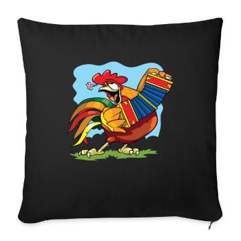 Accordéon Coq Musicien Musique Enfants - Housse de coussin décorative 45 x 45 cm - noir - Devant