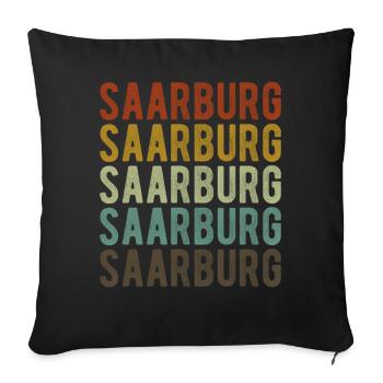 Saarbourg Ville Rétro Vintage - Housse de coussin décorative 45 x 45 cm - noir - Devant