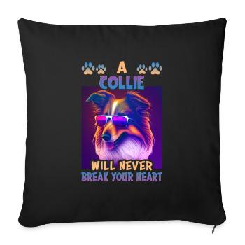 Collie Dog Saying Collie Design - Housse de coussin décorative 45 x 45 cm - noir - Devant