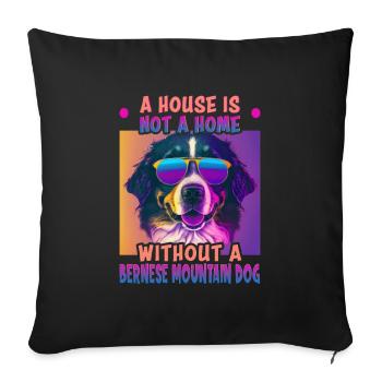 Dogs Bernese Mountain Dog Dog Lovers Aussie - Sofa pillowcase 17,3'' x 17,3'' (45 x 45 cm) - black - Front