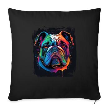 Chien bouledogue disant Propriétaire de bouledogue - Housse de coussin décorative 45 x 45 cm - noir - Devant