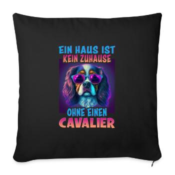Hunde Spruch Cavalier Spaniel für Hundeliebhaber - Sofakissenbezug 45 x 45 cm - Schwarz - Vorne