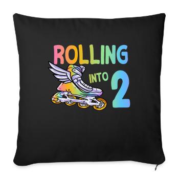 2nd birthday inline skating - Sofa pillowcase 17,3'' x 17,3'' (45 x 45 cm) - black - Front