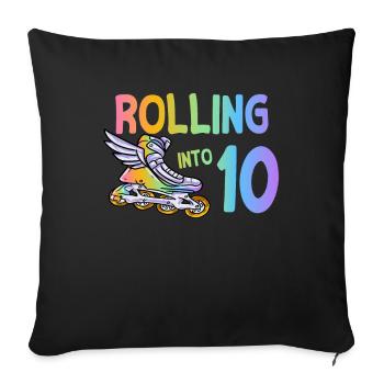 10th birthday inline skating - Sofa pillowcase 17,3'' x 17,3'' (45 x 45 cm) - black - Front