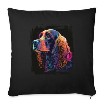 Chien Dicton Cocker Spaniel pour les amoureux des chiens - Housse de coussin décorative 45 x 45 cm - noir - Devant
