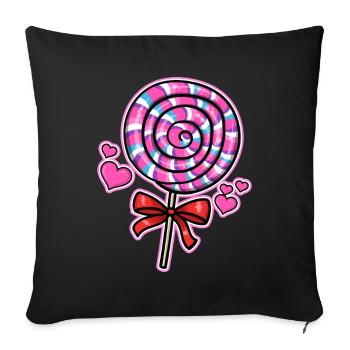 Lolly Candy Cadeau - Housse de coussin décorative 45 x 45 cm - noir - Devant