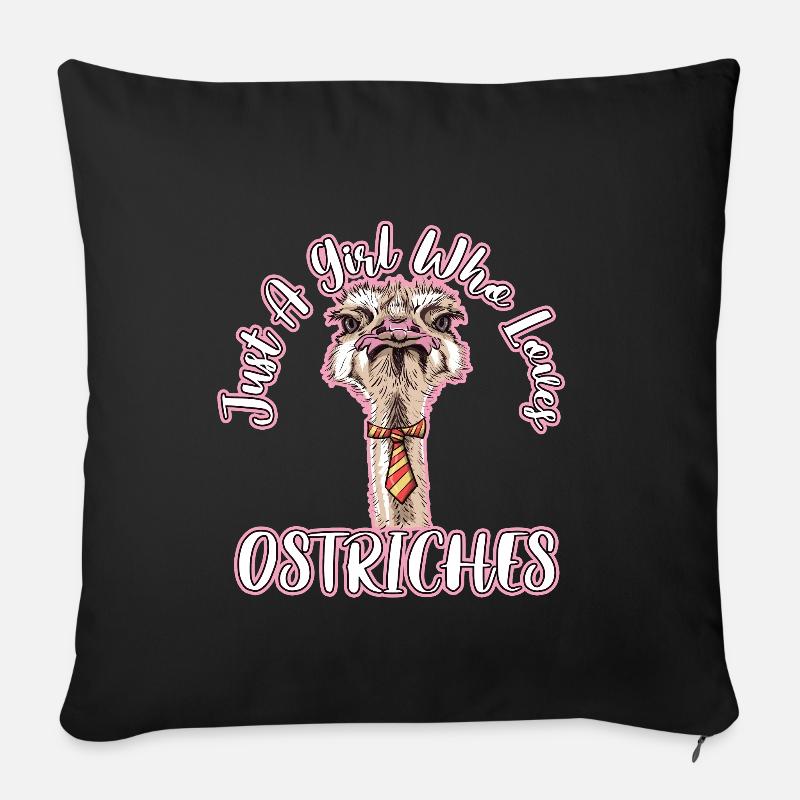 Strauß Emu Geschenk - Sofakissenbezug 45 x 45 cm - Schwarz