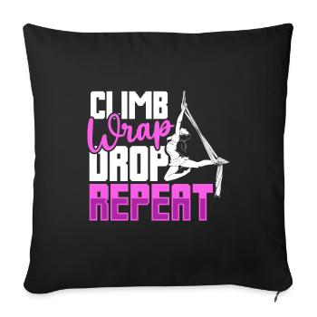 Climb Wrap Drop Repeat - Yoga aérien - Housse de coussin décorative 45 x 45 cm - noir - Devant