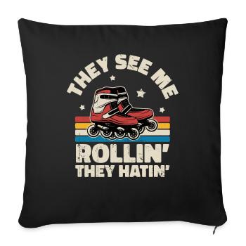 Inline Skating Inline Skating Gift - Sofa pillowcase 17,3'' x 17,3'' (45 x 45 cm) - black - Front