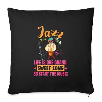 Musiciens d’orchestre de musique jazz - Housse de coussin décorative 45 x 45 cm - noir - Devant