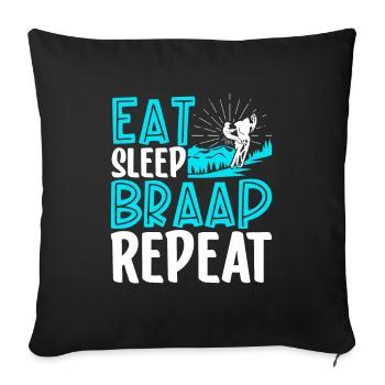 Eat Sleep BRAAP Repeat - Snowmobile - Sofa pillowcase 17,3'' x 17,3'' (45 x 45 cm) - black - Front