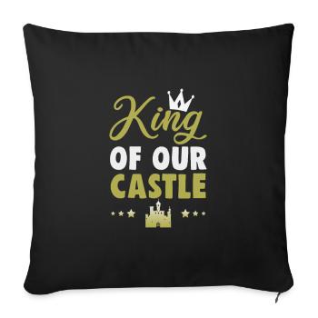 Father's Day King of our castle Papa Father - Sofa pillowcase 17,3'' x 17,3'' (45 x 45 cm) - black - Front