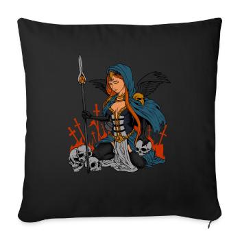 Déesse celtique - Morrigan - Housse de coussin décorative 45 x 45 cm - noir - Devant