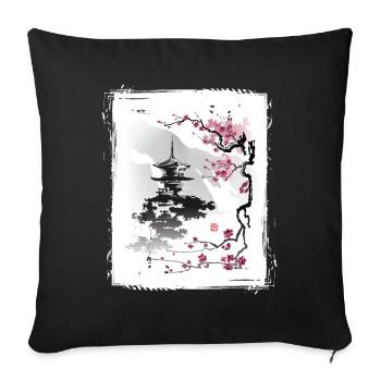 Cherry Blossoms Jiin Japan Natural - Sofa pillowcase 17,3'' x 17,3'' (45 x 45 cm) - black - Front