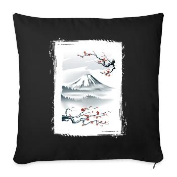 Fuji Cherry Blossoms Cherry Tree Japan Natural - Sofa pillowcase 17,3'' x 17,3'' (45 x 45 cm) - black - Front
