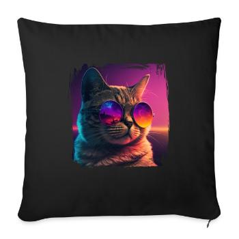 Amoureux des chats Cool Cat Design Cat Mama - Housse de coussin décorative 45 x 45 cm - noir - Devant