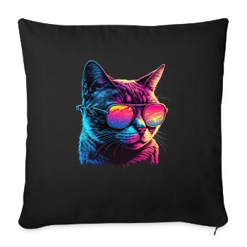 Amoureux des chats Cool Cat Design Cat Mama - Housse de coussin décorative 45 x 45 cm - noir - Devant