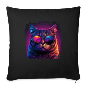 Amoureux des chats Cool Cat Design Cat Mama - Housse de coussin décorative 45 x 45 cm - noir - Devant